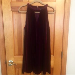 Dark red velvet A-line dress